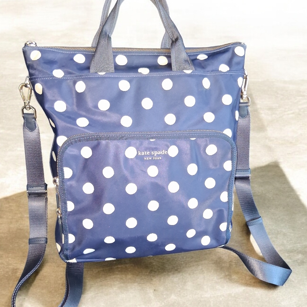 Kate Spade Navy Polka Dot Backpack, Travel, Crossbody Bag.